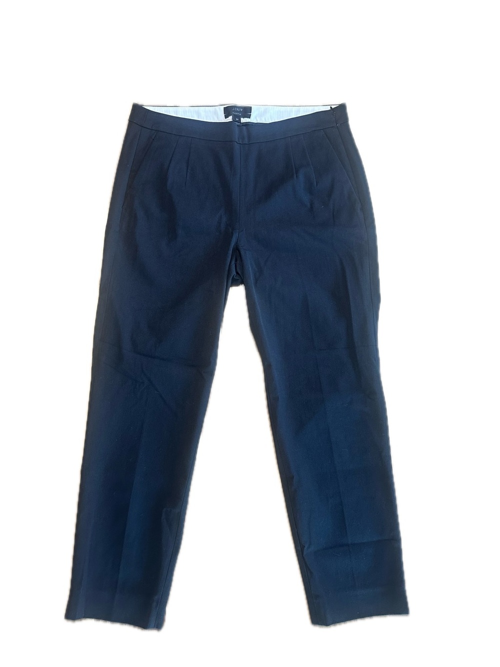 J.Crew Martie Women's Pant In Bi-Stretch Cotton Navy Side Zipper Size 6P Casual - Picture 2 of 4